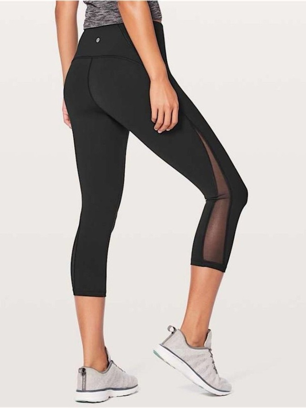 lululemon athletica Black Capri Leggings with Side Mesh Insets